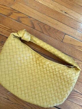 Yellow Leather Braided Bag